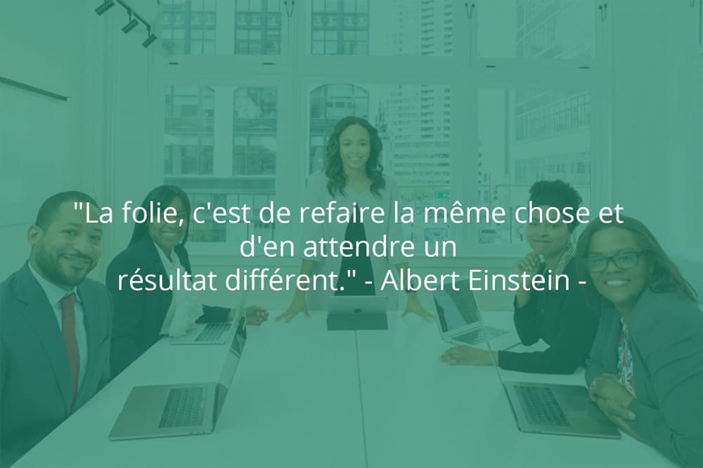Citation de Albert Einstein sur le travail et les équipes.