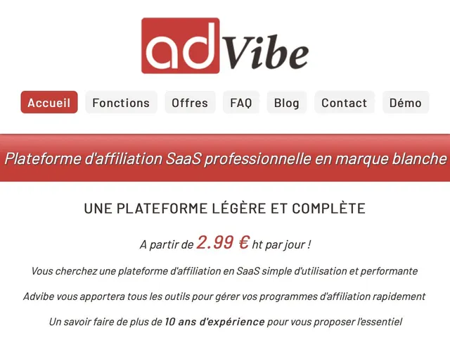 Avis Advibe Prix logiciel d'affiliation 