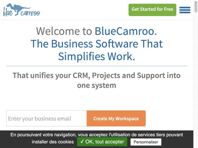 Avis BlueCamroo Prix logiciel de gestion de projets 