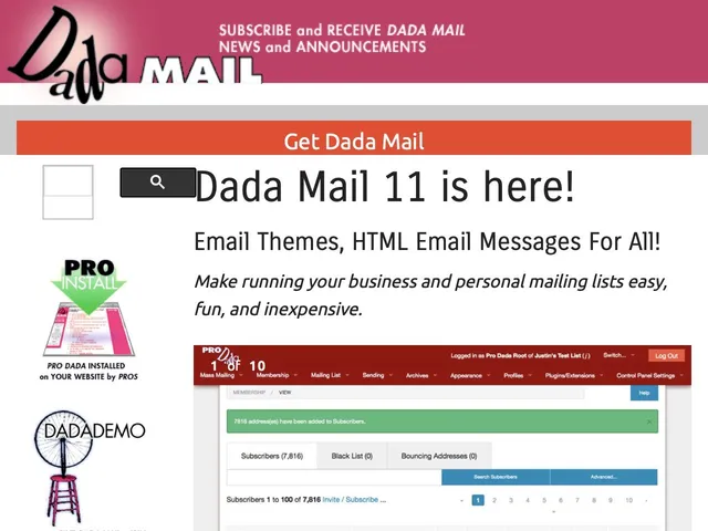  Avis Dada Mail Prix logiciel de messagerie collaborative - clients email 