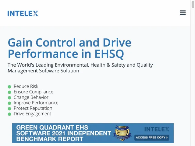 Avis Intelex EHS Prix logiciel de gouvernance - risques - conformité 