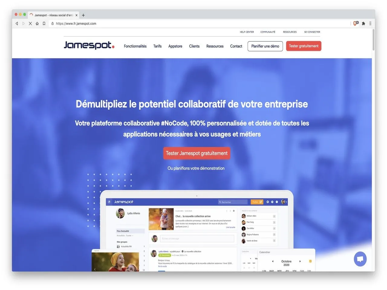 Avis Jamespot Extranet Collaboratif Prix logiciel Opérations de l'Entreprise 