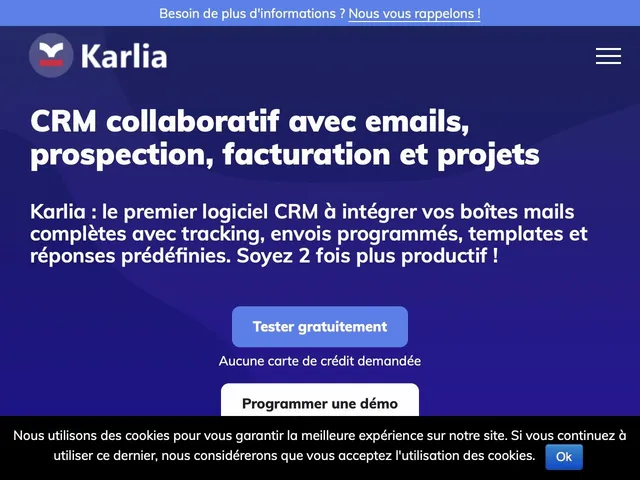 Avis Karlia Prix logiciel CRM (GRC - Customer Relationship Management) 