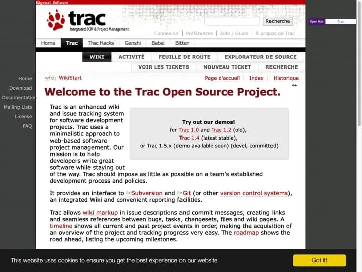 Meilleur Gestion de projets logiciel : Trac Edgewall, Axosoft
