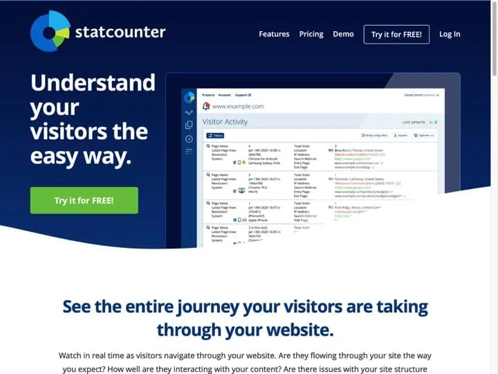 Meilleur logiciel de compteur de visites pour site internet : Statcounter