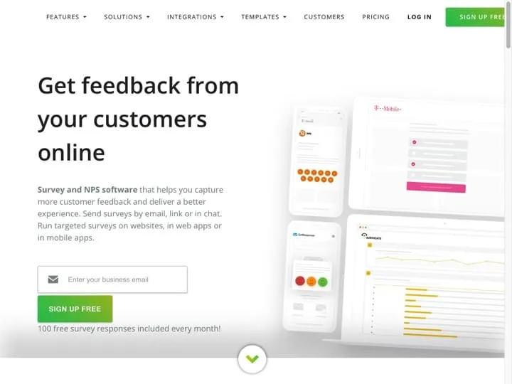 Meilleur logiciel de feedbacks des utilisateurs : Survicate, Satisfactory