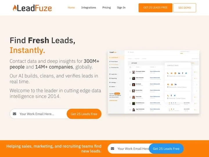 Meilleur logiciel de listes de leads : Leadfuze, Lead411