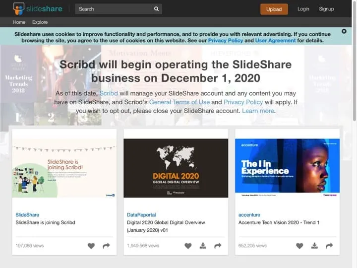 Meilleur logiciel de marketing de contenu (content marketing) : Slideshare, Scribblelive