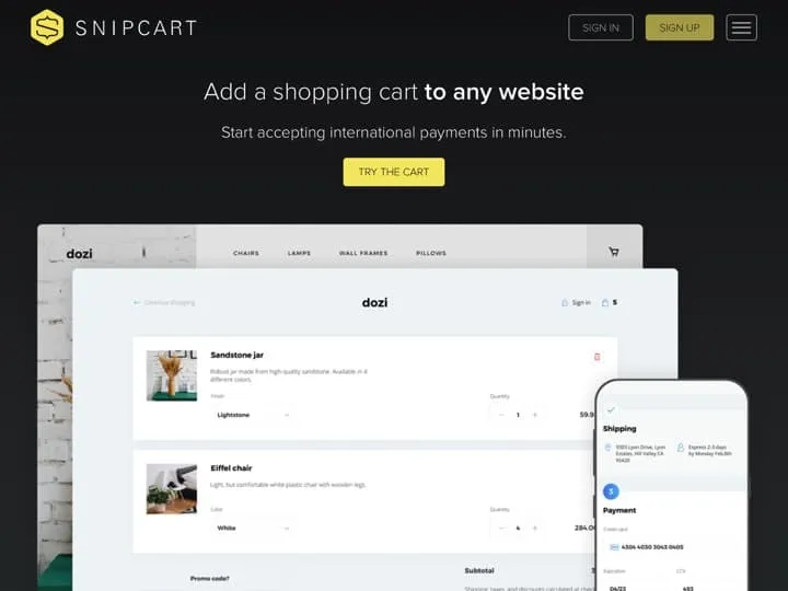 Meilleur logiciel Sites E-commerce - Boutique en Ligne : Snipcart, Api2Cart 