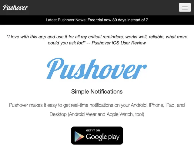 Avis Pushover Prix logiciel de notifications push 
