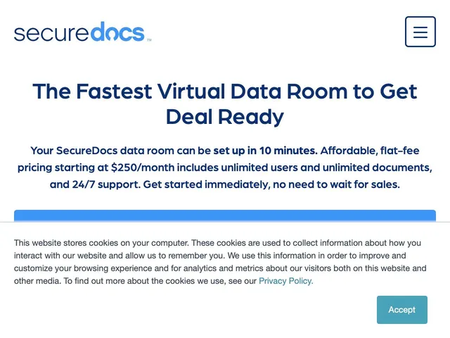Avis SecureDocs Virtual Data Room Prix logiciel Virtual Data Room (VDR - Salle de Données Virtuelles) 