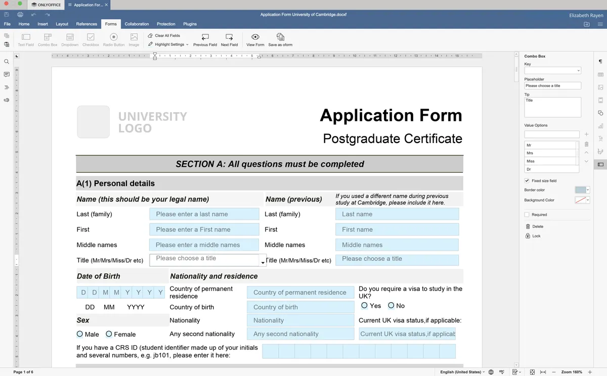 onlyoffice docs desktop formulaires