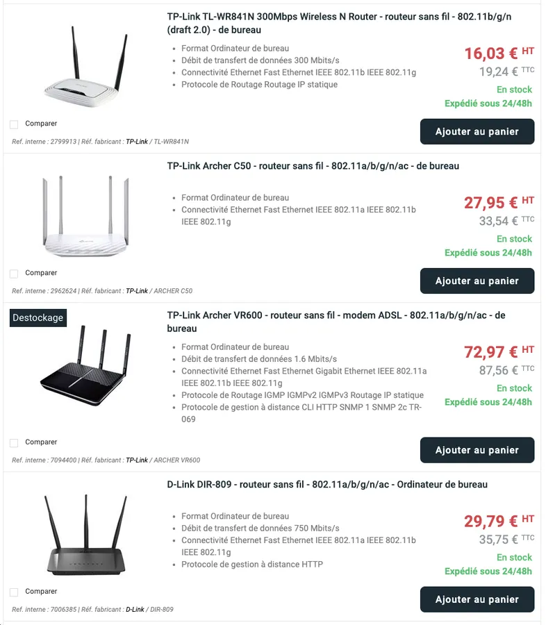 comparer routeurs wifi