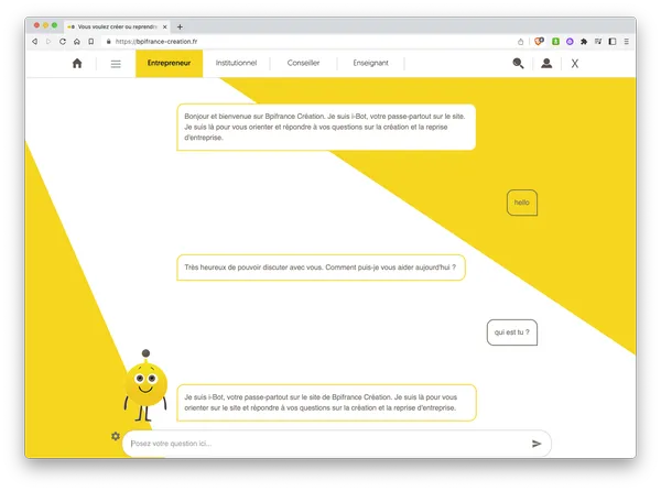 exemple chatbot bpifrance