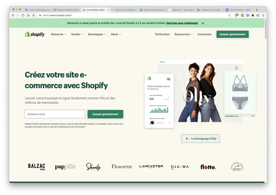 creer site marchand avec shopify