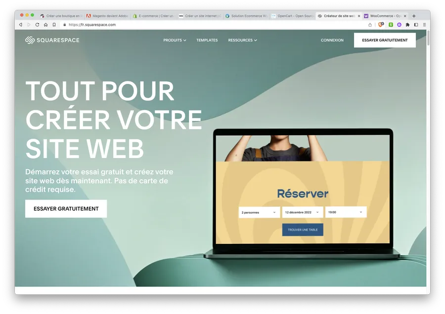 creer site marchand avec squarespace