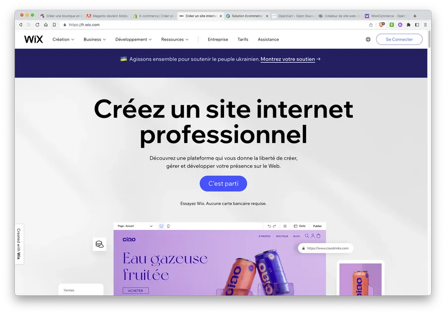 creer site marchand avec wix
