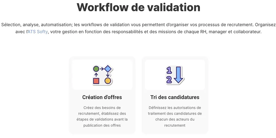 Softy : fonctionnalités workflow de validation