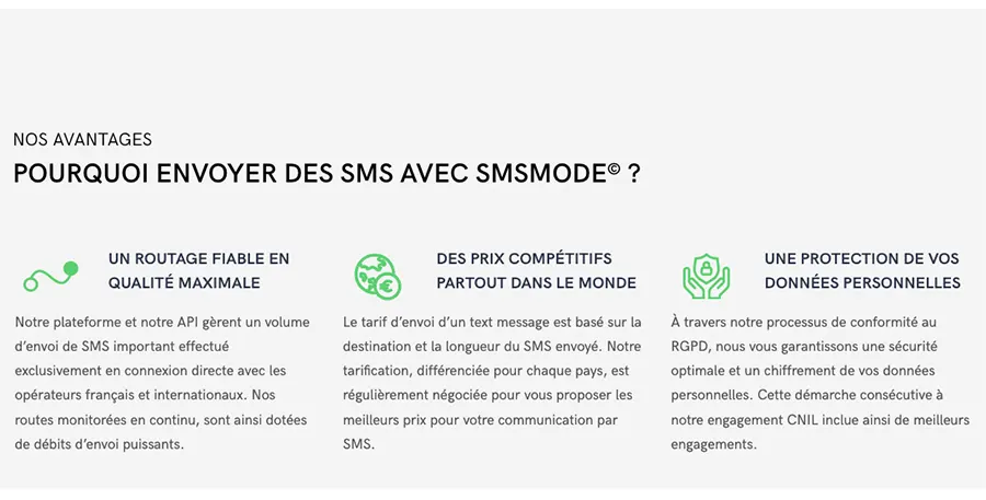 smsmode© : fonctionnalités envoi SMS