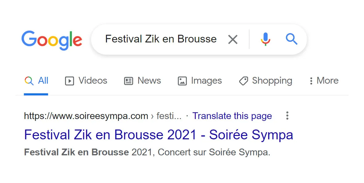 Référencement de la billetterie sur les moteurs de recherche.