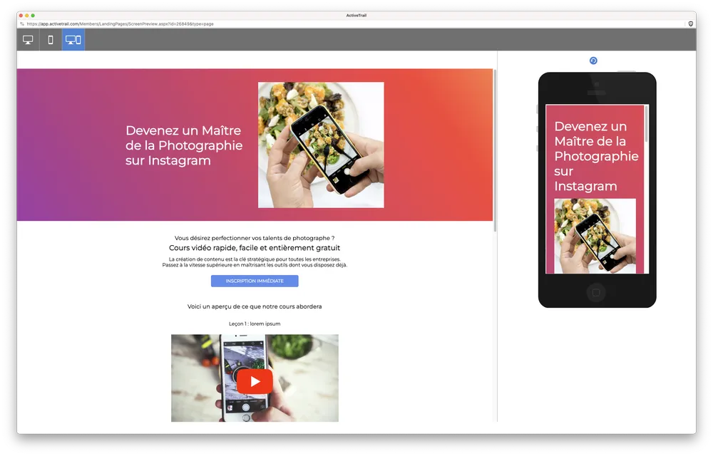 activetrail interface apercu landing activetrail interface apercu landing