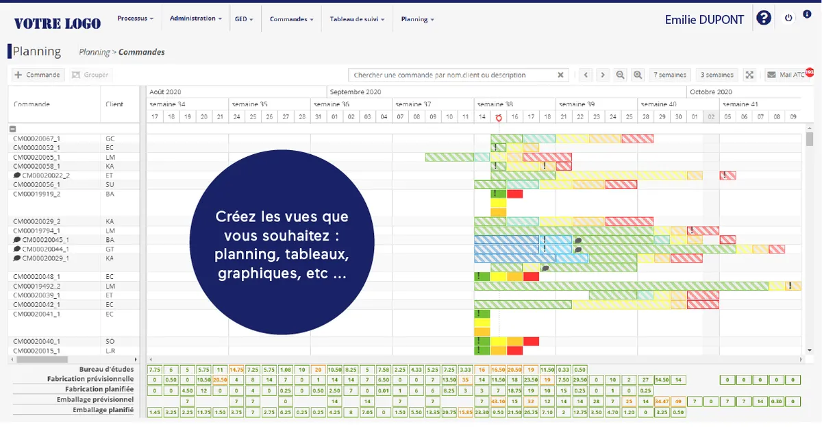 Agilium BPM : interface planning commandes Agilium BPM : interface planning commandes