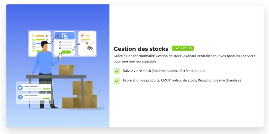 Axonaut : fonctionnalités gestion des stocks Axonaut : fonctionnalités gestion des stocks