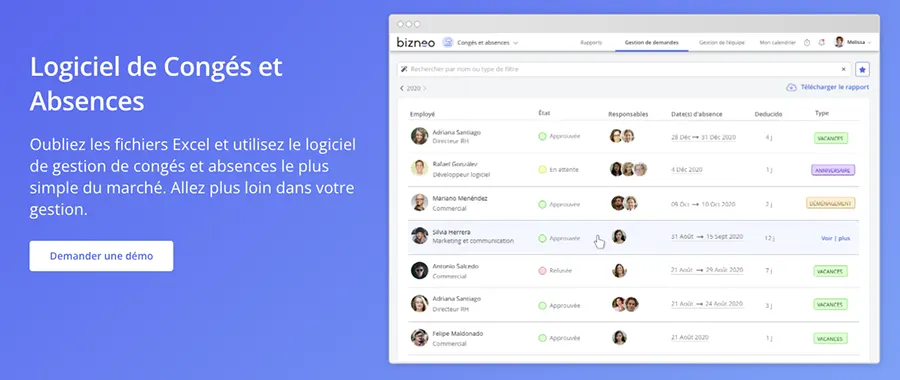 Bizneo Time Manager : fonctionnalités gestion des congés et absences Bizneo Time Manager : fonctionnalités gestion des congés et absences