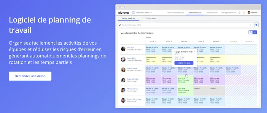 Bizneo Time Manager : fonctionnalités gestion des plannings Bizneo Time Manager : fonctionnalités gestion des plannings