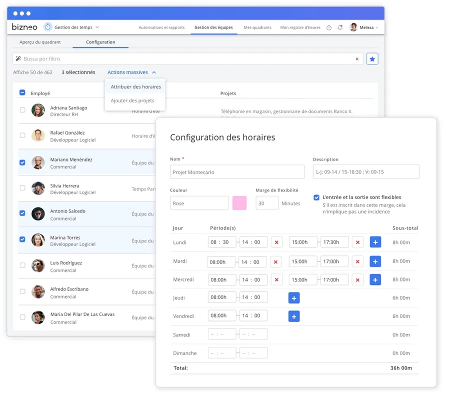 Bizneo Time Manager : interface planning rotations Bizneo Time Manager : interface planning rotations