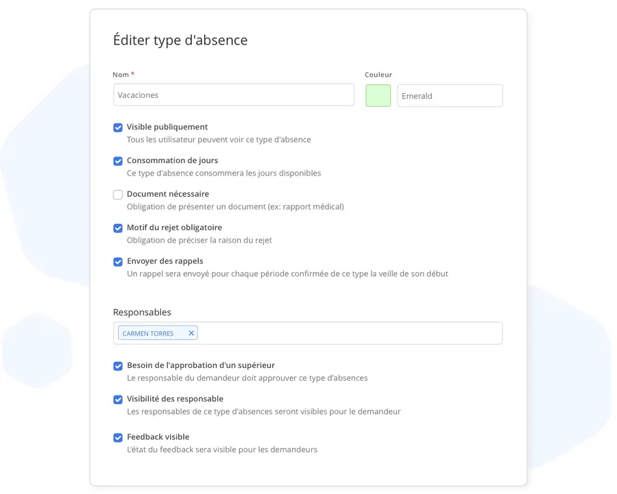 Bizneo Time Manager : interface politique congés absences Bizneo Time Manager : interface politique congés absences