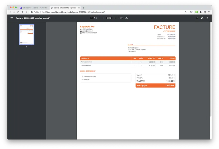 Costructor : facturation Costructor : facturation