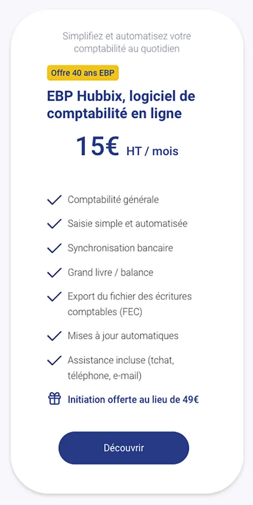 EBP Comptabilité Hubbix : prix