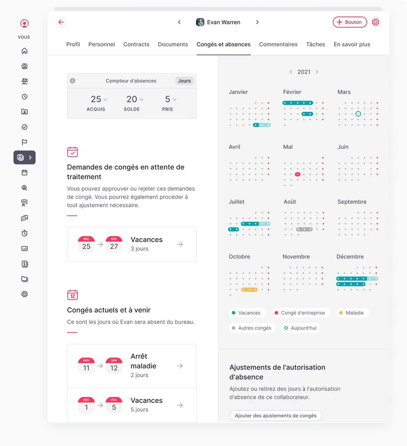 Factorial : fonctionnalités gestion des congés et absences