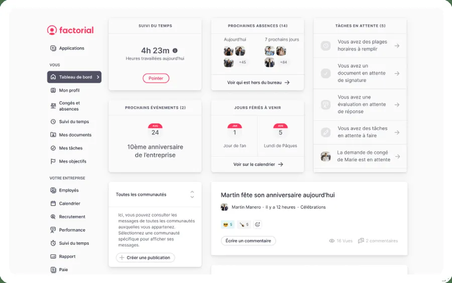 Factorial : interface principale