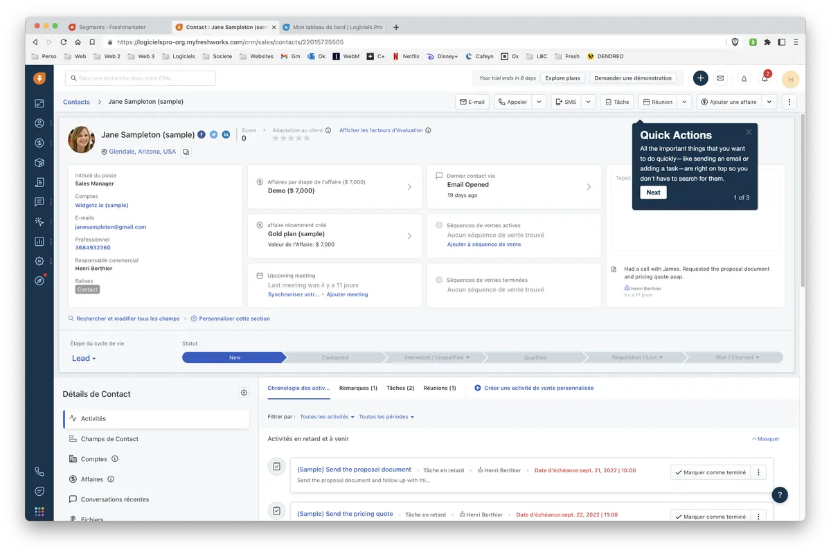 Freshsales : gestion des contacts 2 Freshsales : gestion des contacts 2