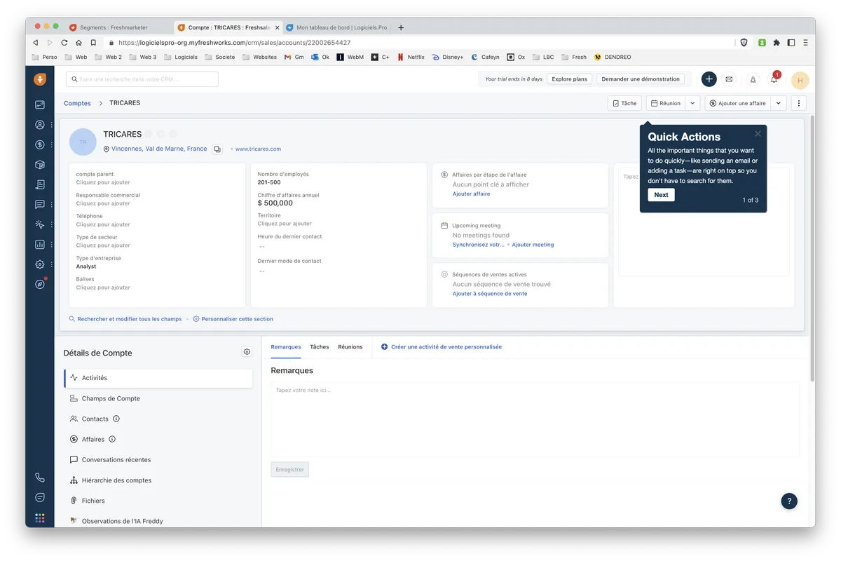 Freshsales : gestion des comptes / entreprises Freshsales : gestion des comptes / entreprises