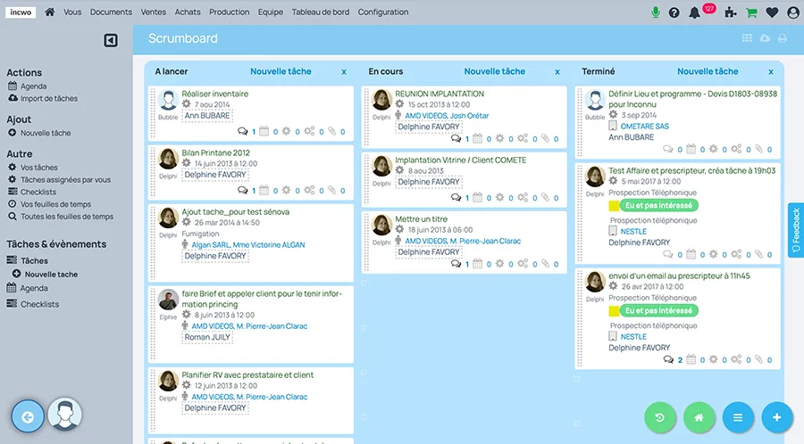 incwo capture ecran scrumboard