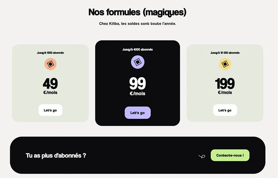 Kiliba : prix Kiliba : prix