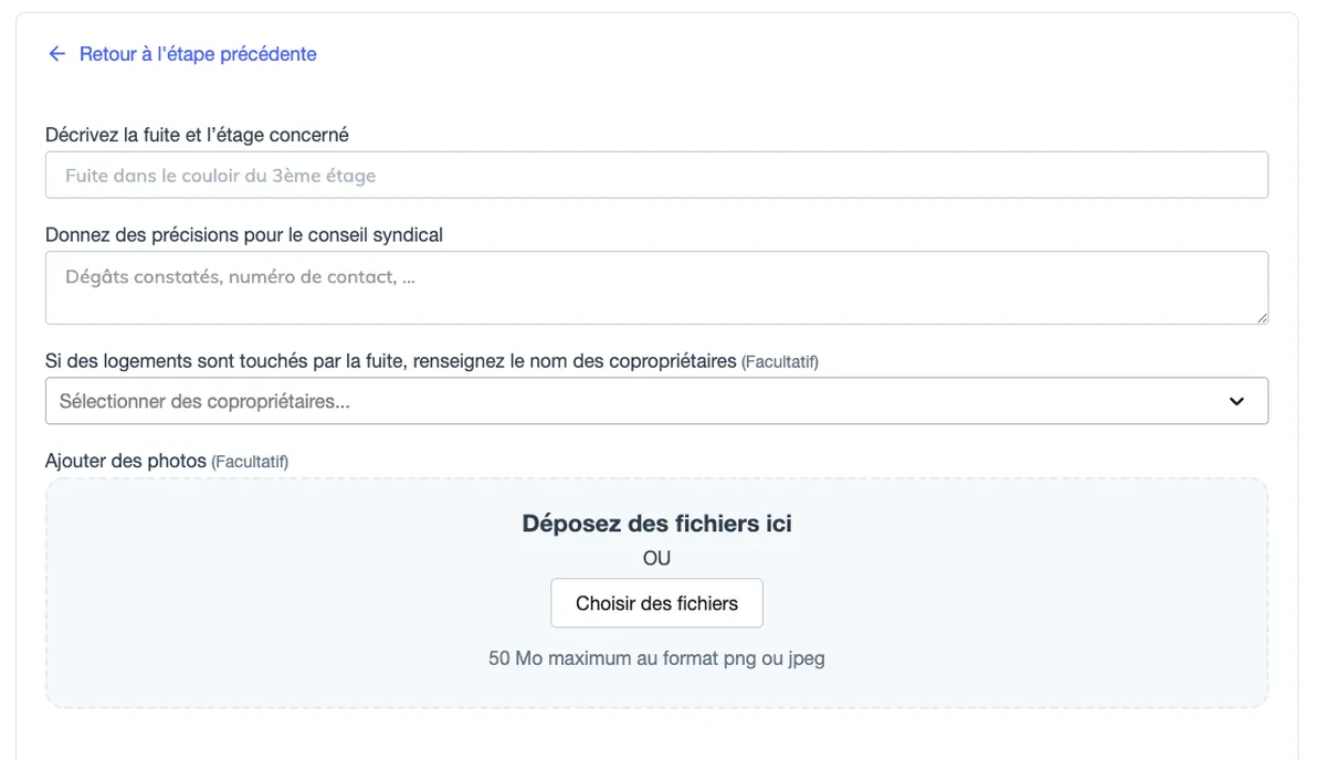 Matera : interface gestion des sinistres