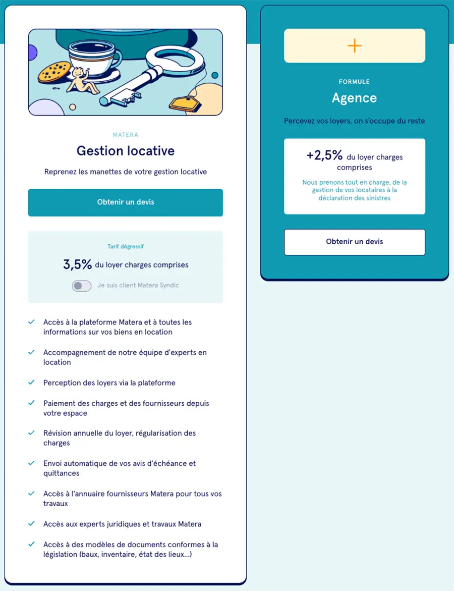 matera prix gestion locative
