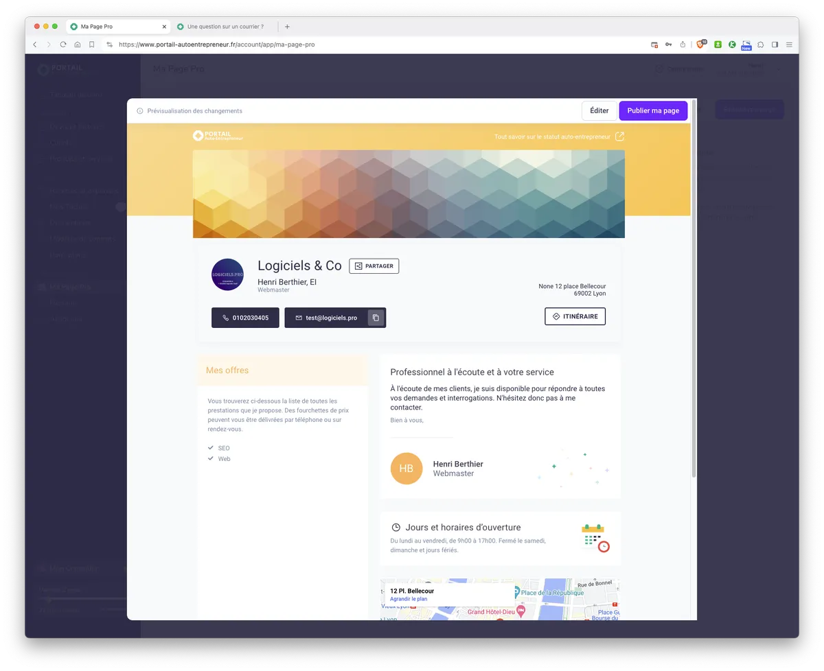 Mon Portail par Portail Auto-Entrepreneur : Ma Page Pro Mon Portail par Portail Auto-Entrepreneur : Ma Page Pro