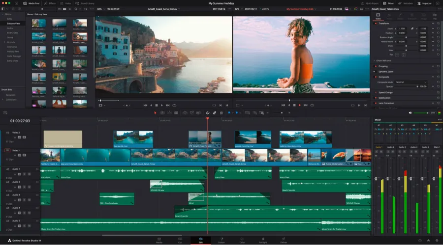 montage video da vinci resolve