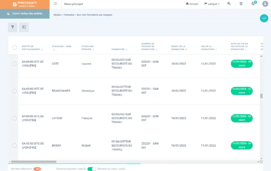 Previsoft : module gestion des formations Previsoft : module gestion des formations