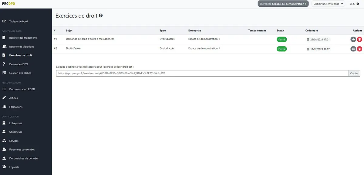 ProDPO : interface exercices de droit ProDPO : interface exercices de droit