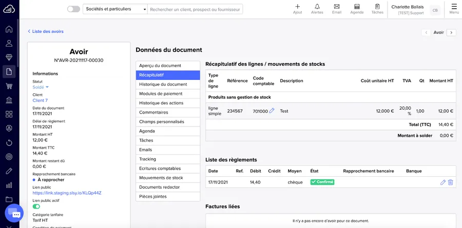 Sellsy Facturation & Gestion : interface gestion des avoirs Sellsy Facturation & Gestion : interface gestion des avoirs