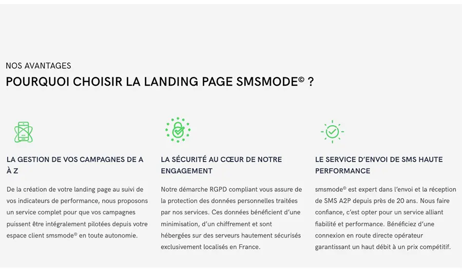 smsmode© : fonctionnalités landing page smsmode© : fonctionnalités landing page