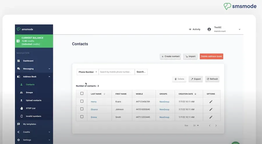 smsmode© : interface 9 smsmode© : interface 9