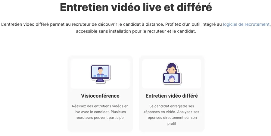 Softy : fonctionnalités entretien en video live et différé Softy : fonctionnalités entretien en video live et différé