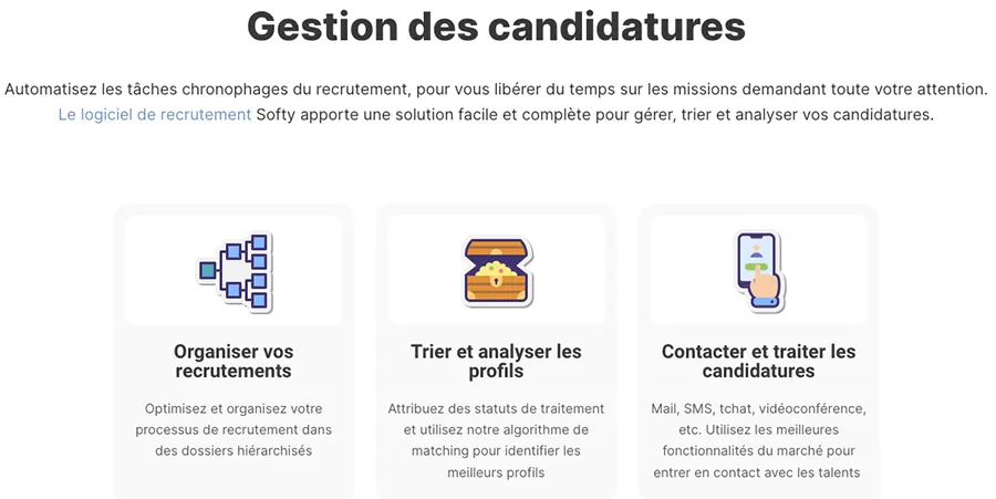 Softy : fonctionnalités gestion des candidatures Softy : fonctionnalités gestion des candidatures
